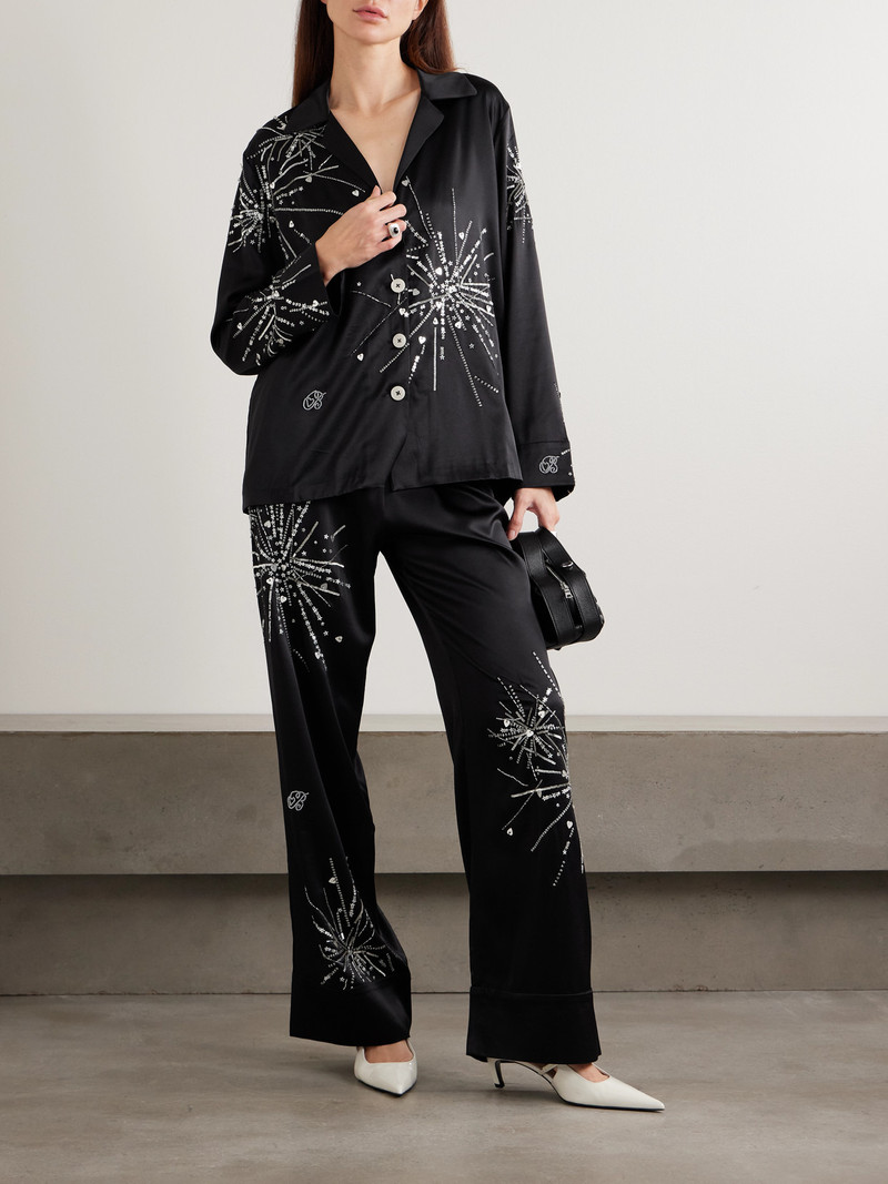 BERNADETTE Louis Sequin-embellished Silk-blend Satin Pajama Pants outlook