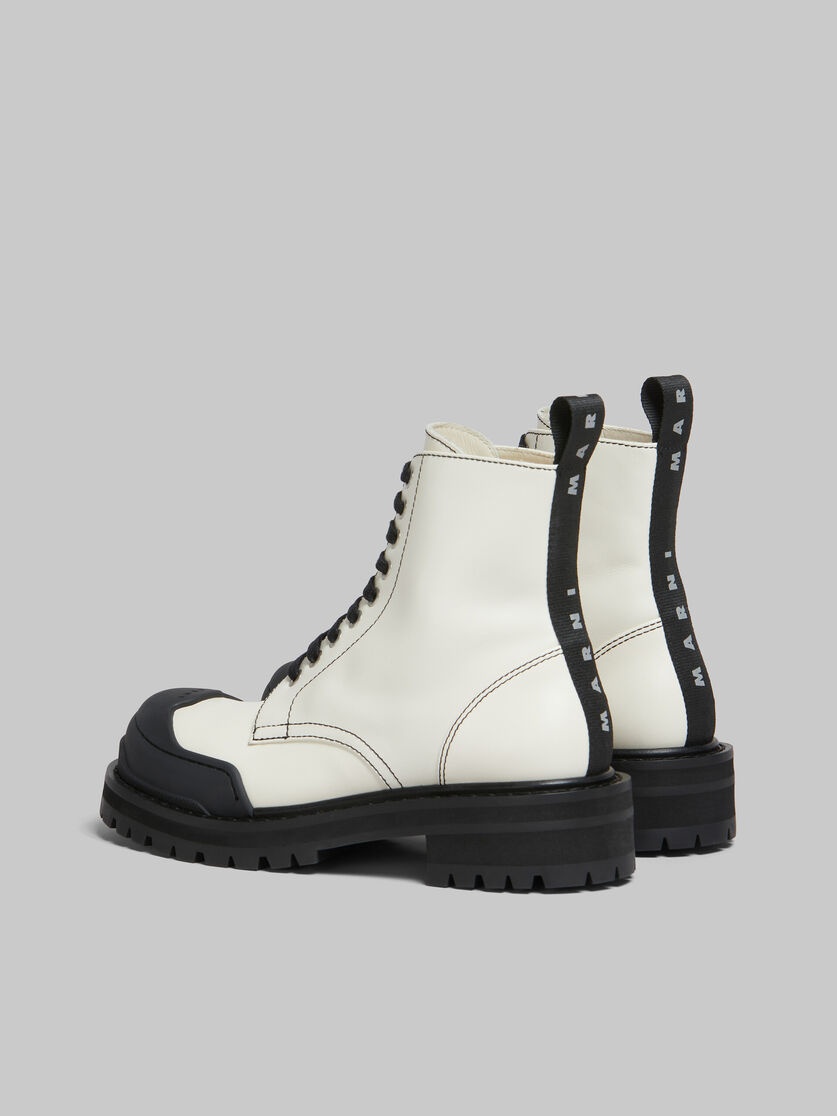 WHITE LEATHER DADA ARMY COMBAT BOOT - 3