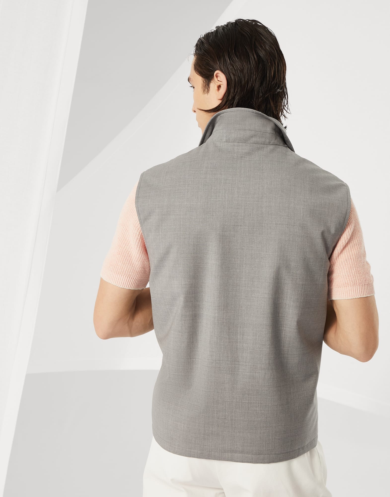 Bonded virgin wool fresco vest with Thermore® padding and shirt-style collar - 2