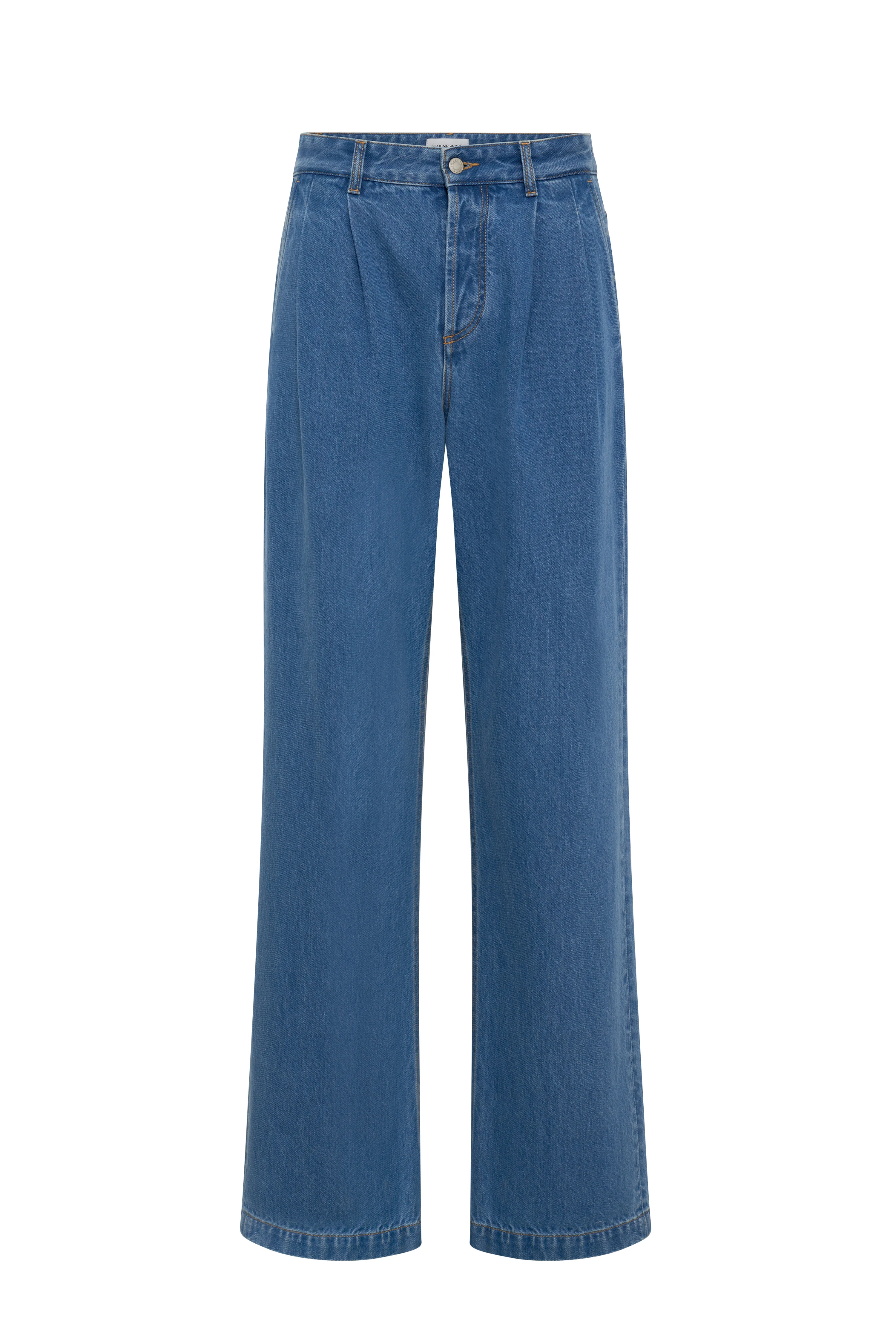 Light blue denim loose jeans with pleats organic cotton - 1
