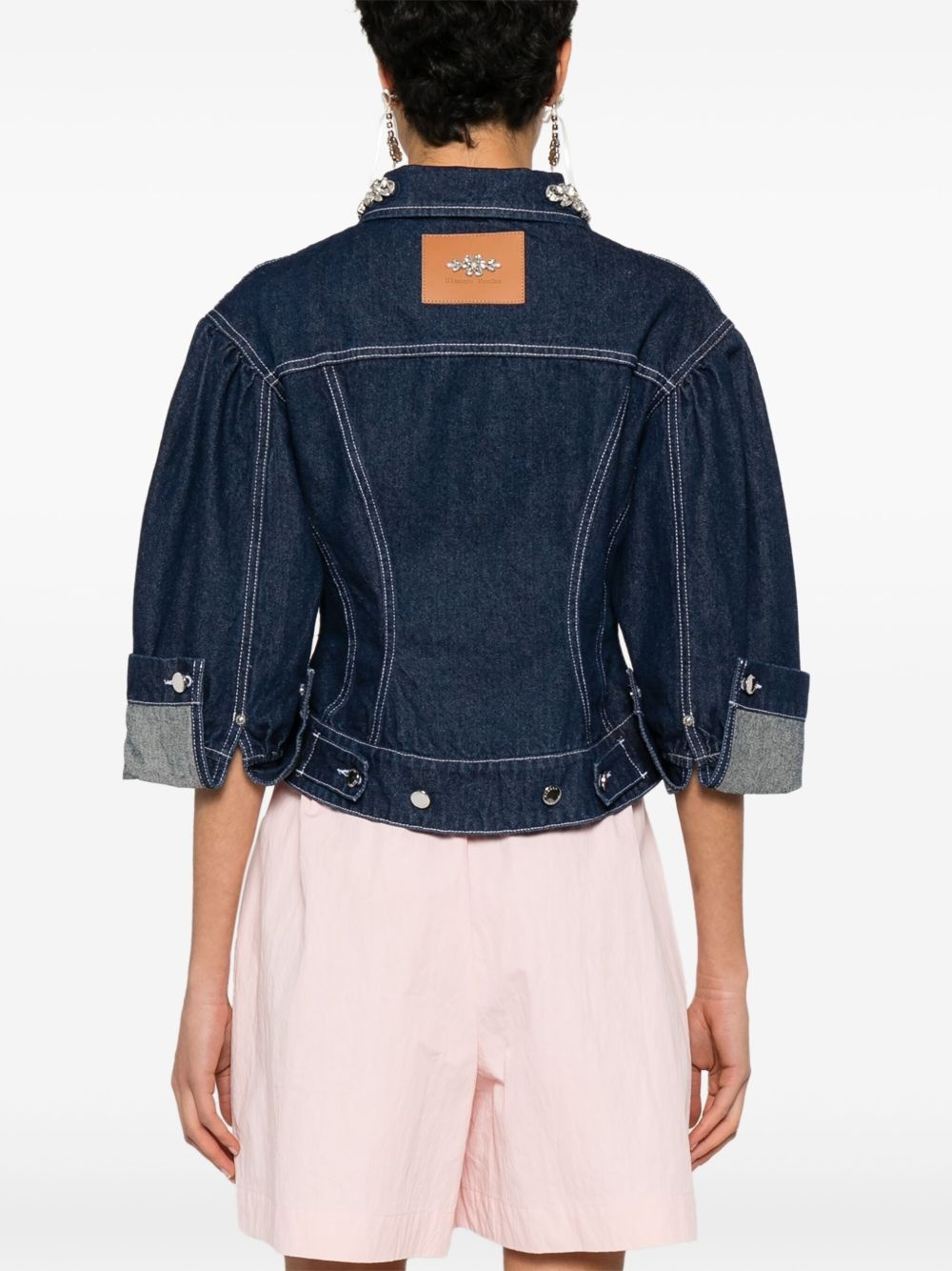 crystal-embellished denim jacket - 4