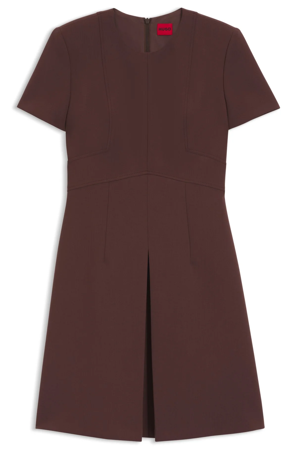 SHORT-SLEEVED DRESS WITH PLEAT FRONT - 1