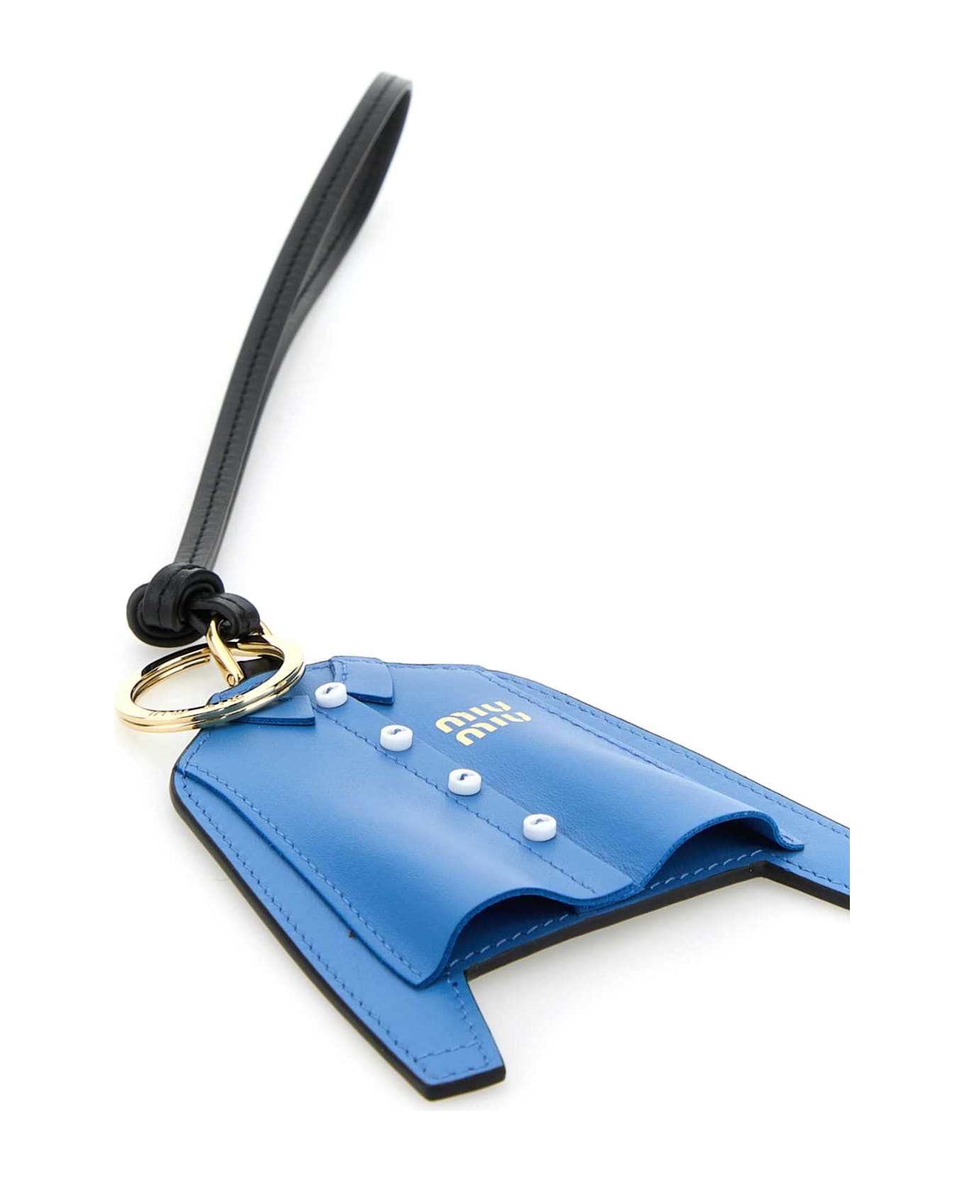 Cerulean Blue Leather Keyring - 3