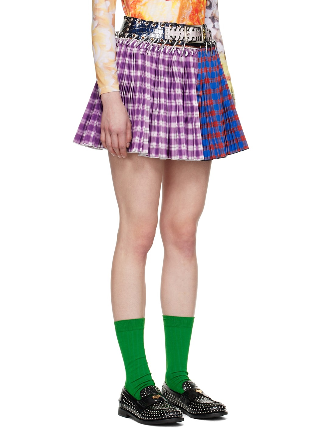 Blue & Purple Pommel Carabiner Mini Skirt - 2