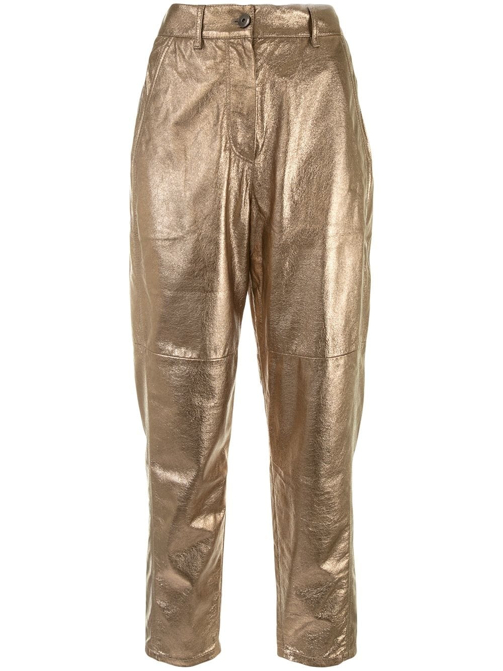 metallic-effect straight trousers - 1