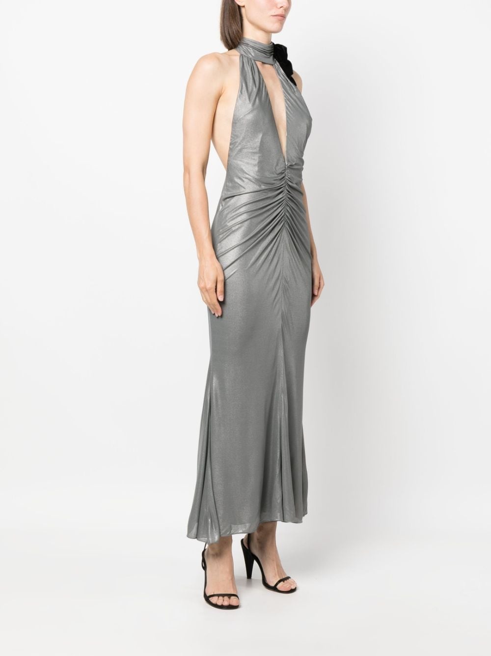 halterneck open-back evening dress - 3