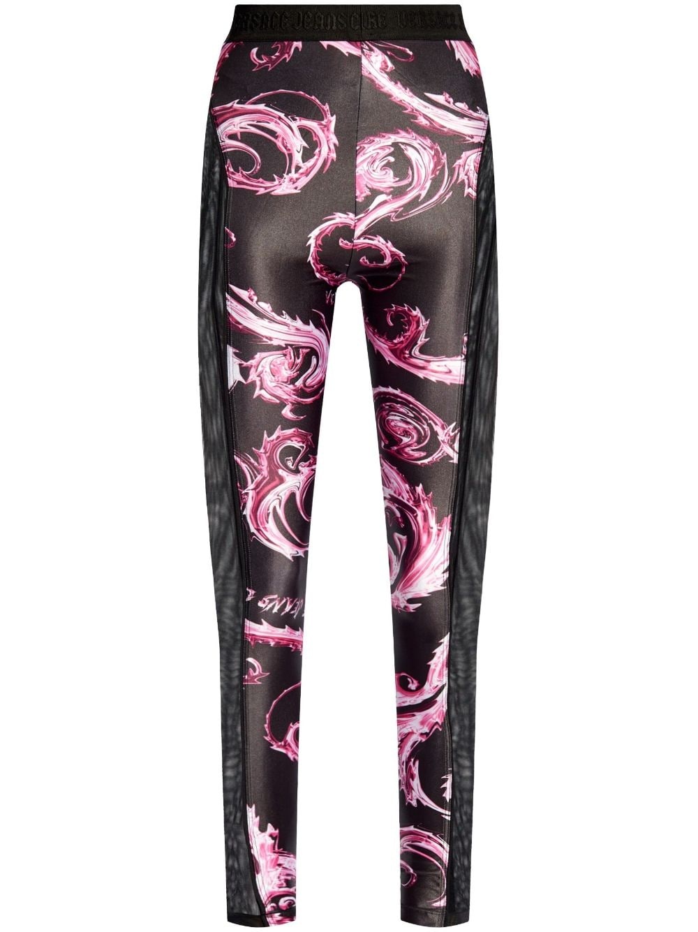 Barocco-print panelled leggings - 1