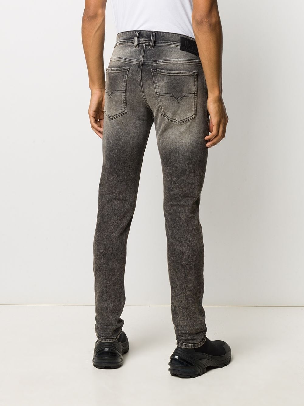 grey faded straight-leg jeans - 4