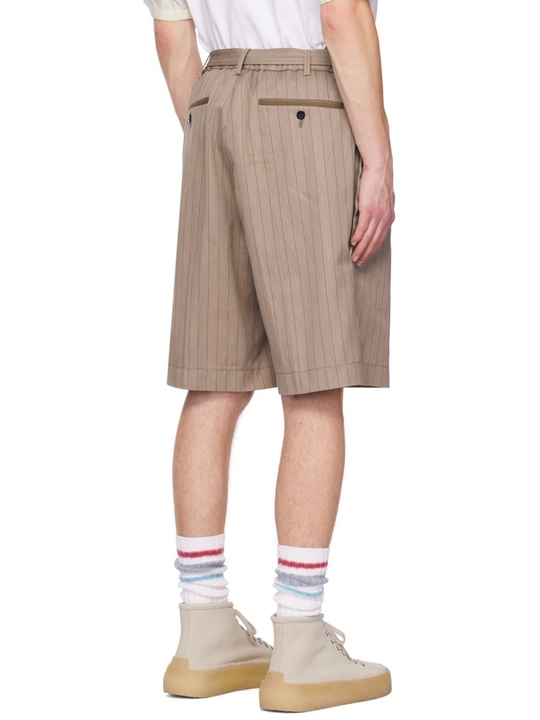 Beige Belted Shorts - 3