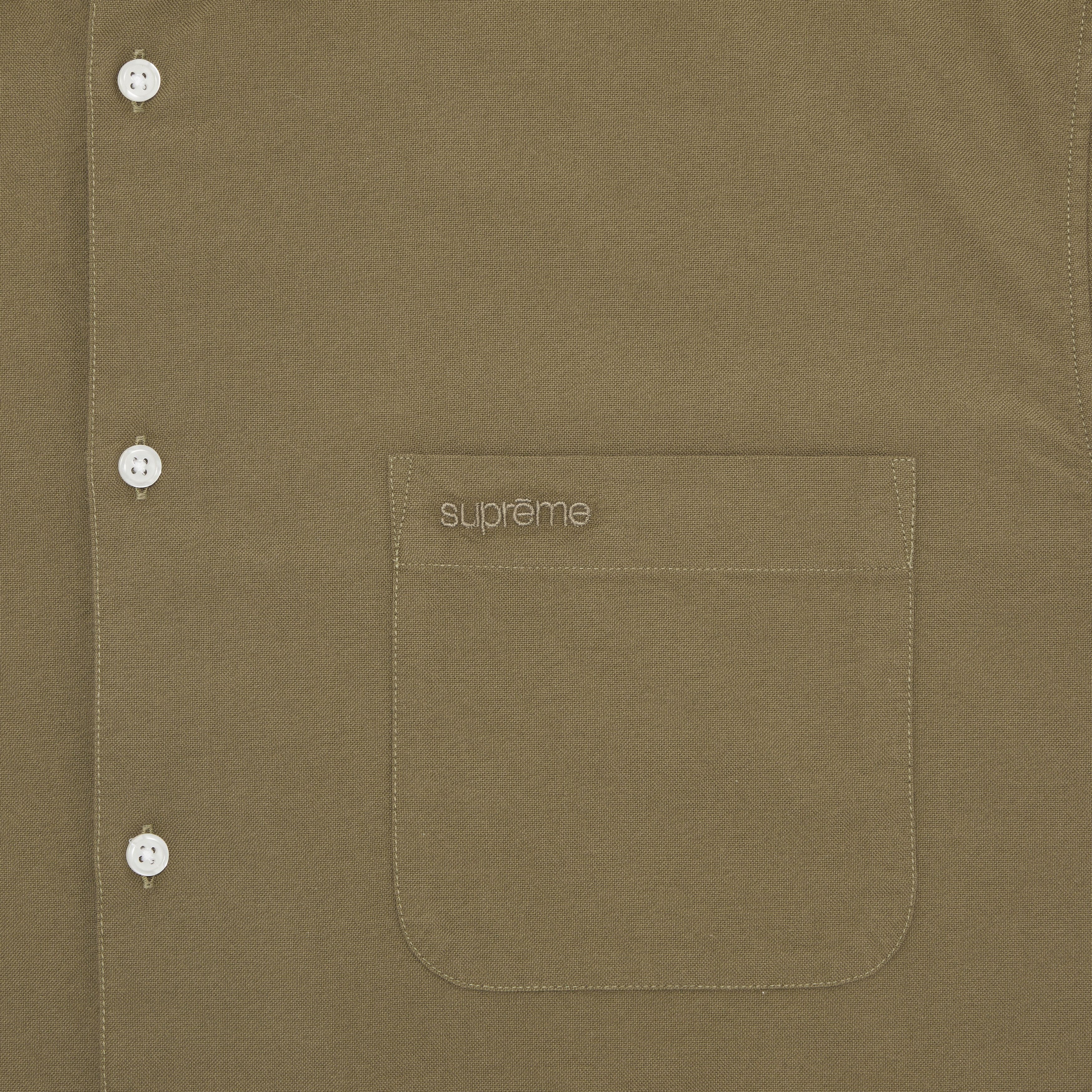Supreme Loose Fit Short-Sleeve Oxford Shirt 'Olive' - 3
