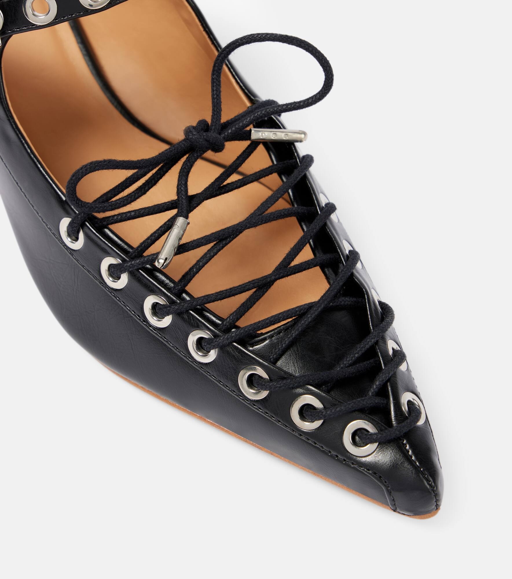 Faux leather lace-up mules - 5