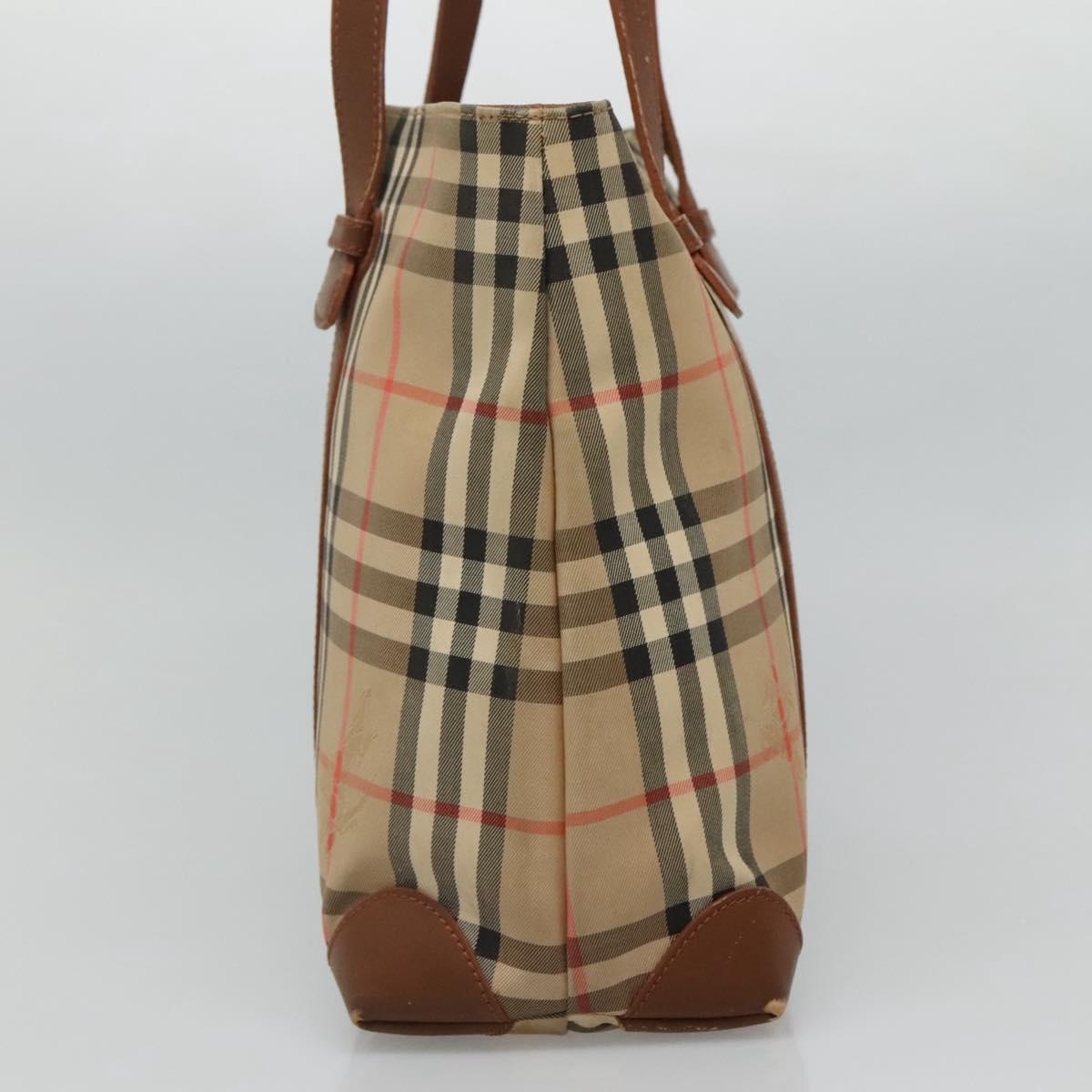 Burberry Nova Check Tote Bag Canvas Leather Beige - 4