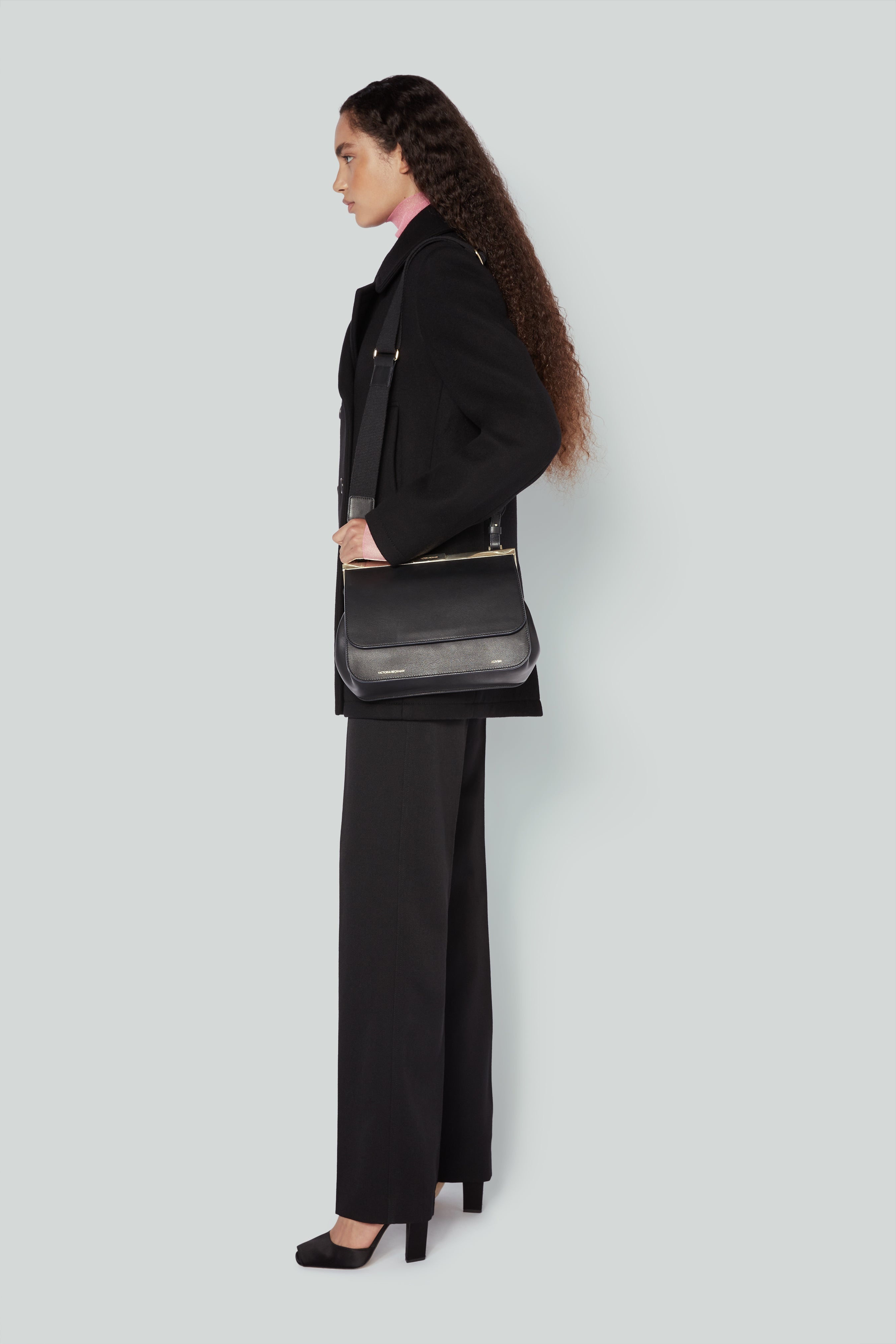 Frame Satchel Bag In Black Leather - 5