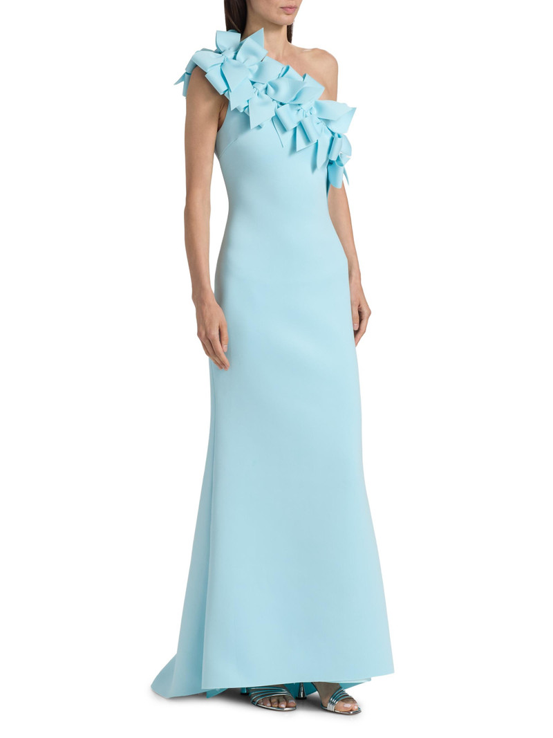 Women's Ruffled-Shoulder Gown - Hydra Blue 4