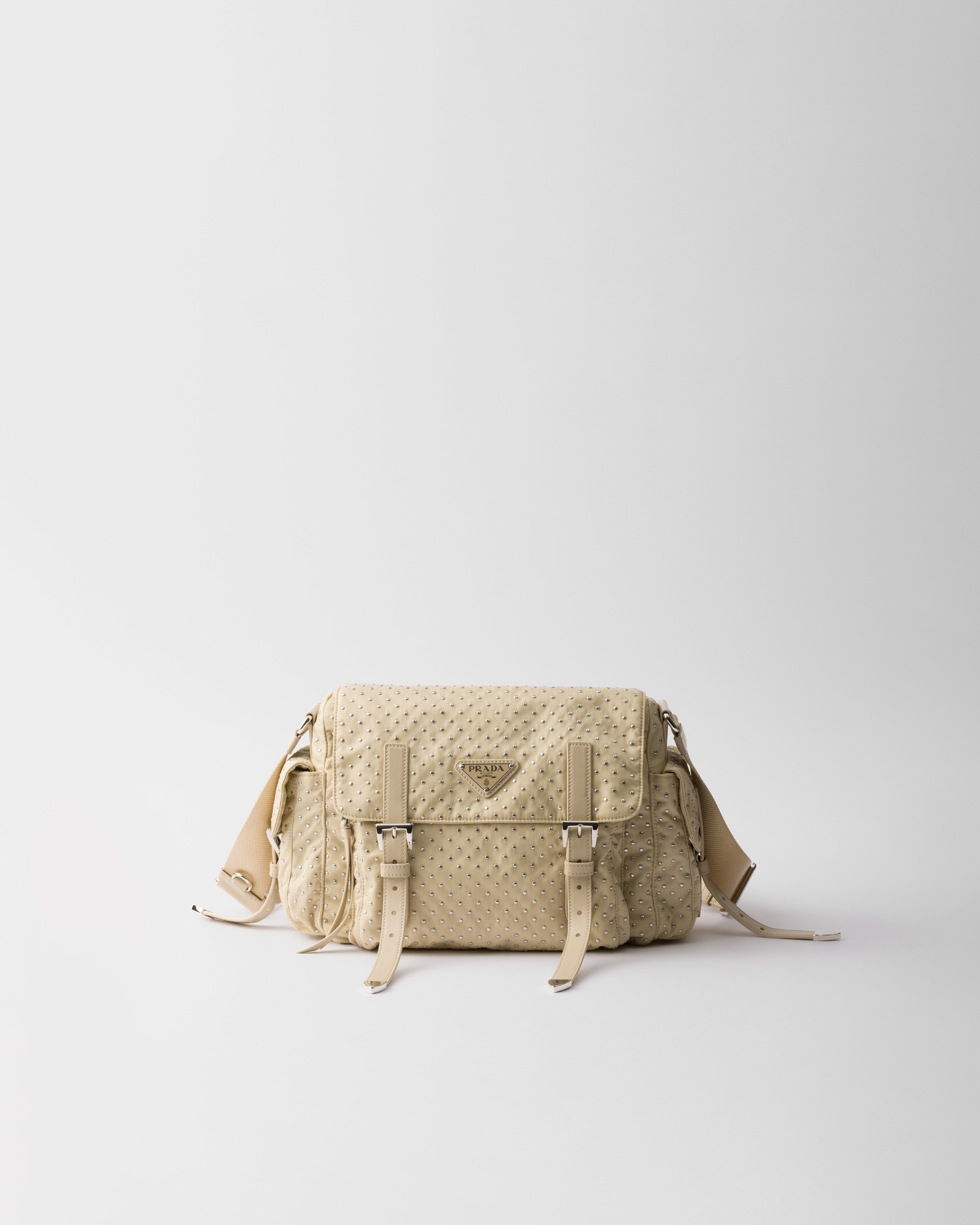 Re-Nylon shoulder bag with studs - 1