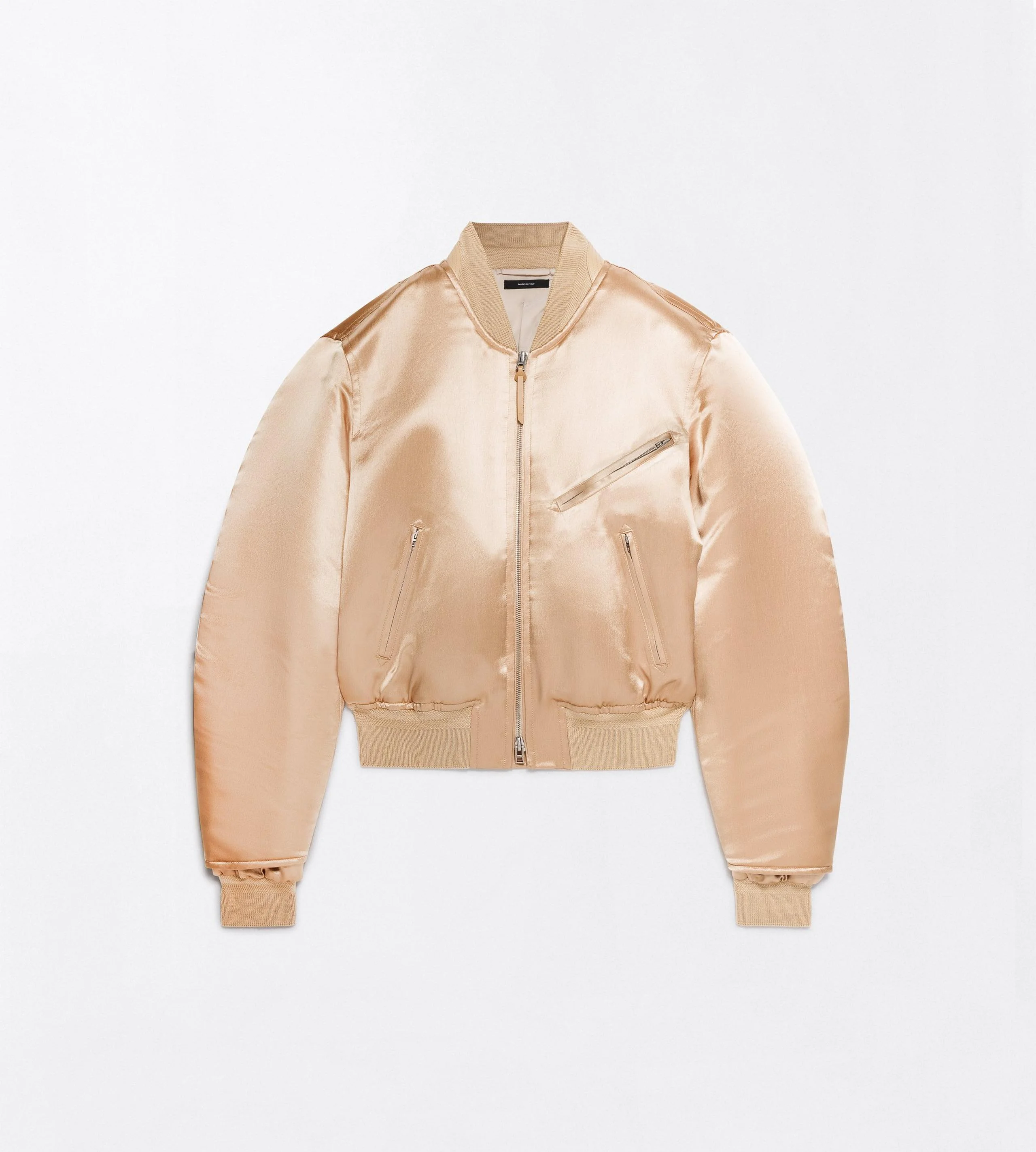 SATIN AVIATOR BOMBER JACKET WITH LEATHER DETAILS - 1