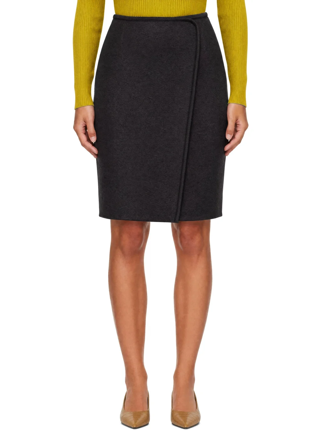 Brown Walker Wrap Midi Skirt - 1