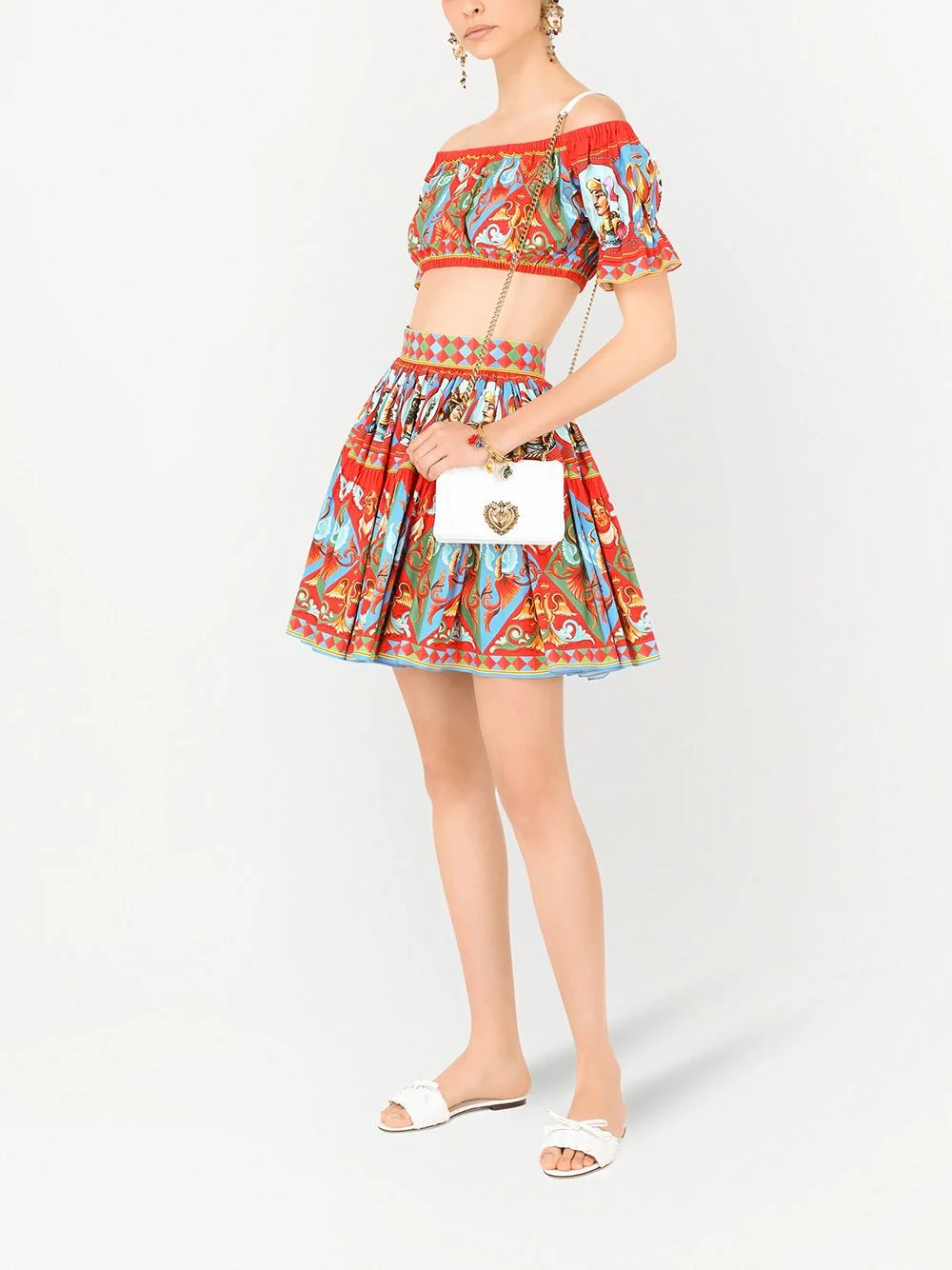 graphic-print flared skirt - 2
