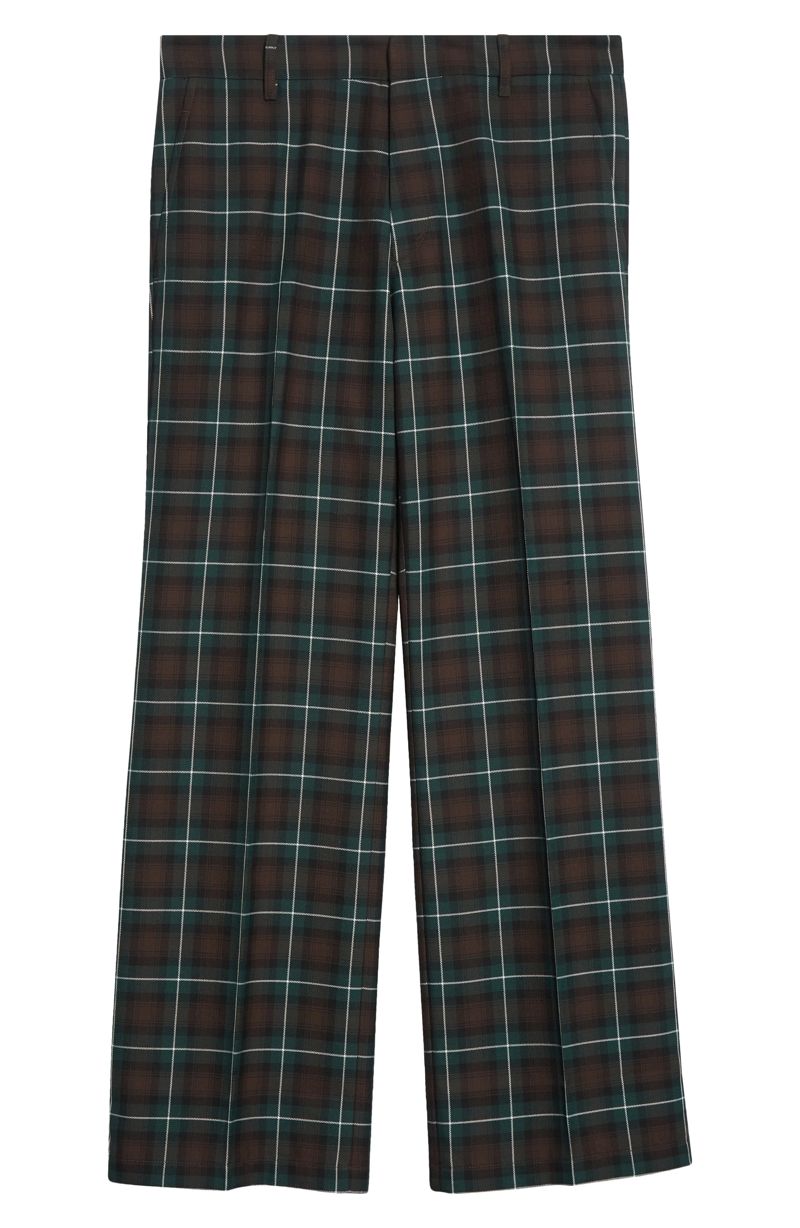 STOCKHOLM SURFBOARD CLUB Sune Plaid Bootcut Pants in Green Check at Nordstrom - 1