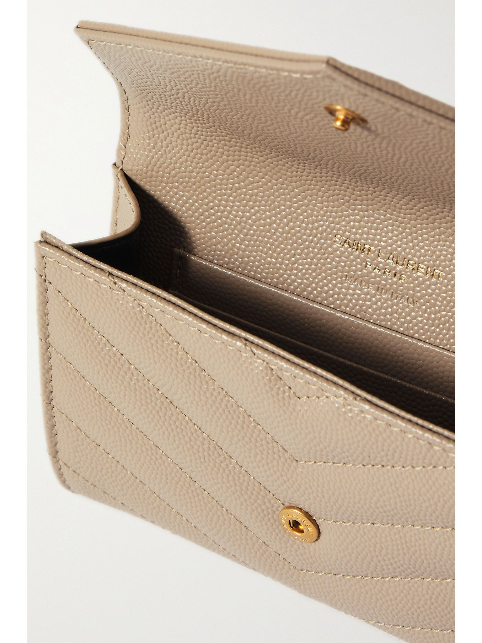 Monogramme Envelope quilted textured-leather wallet Beige - 5