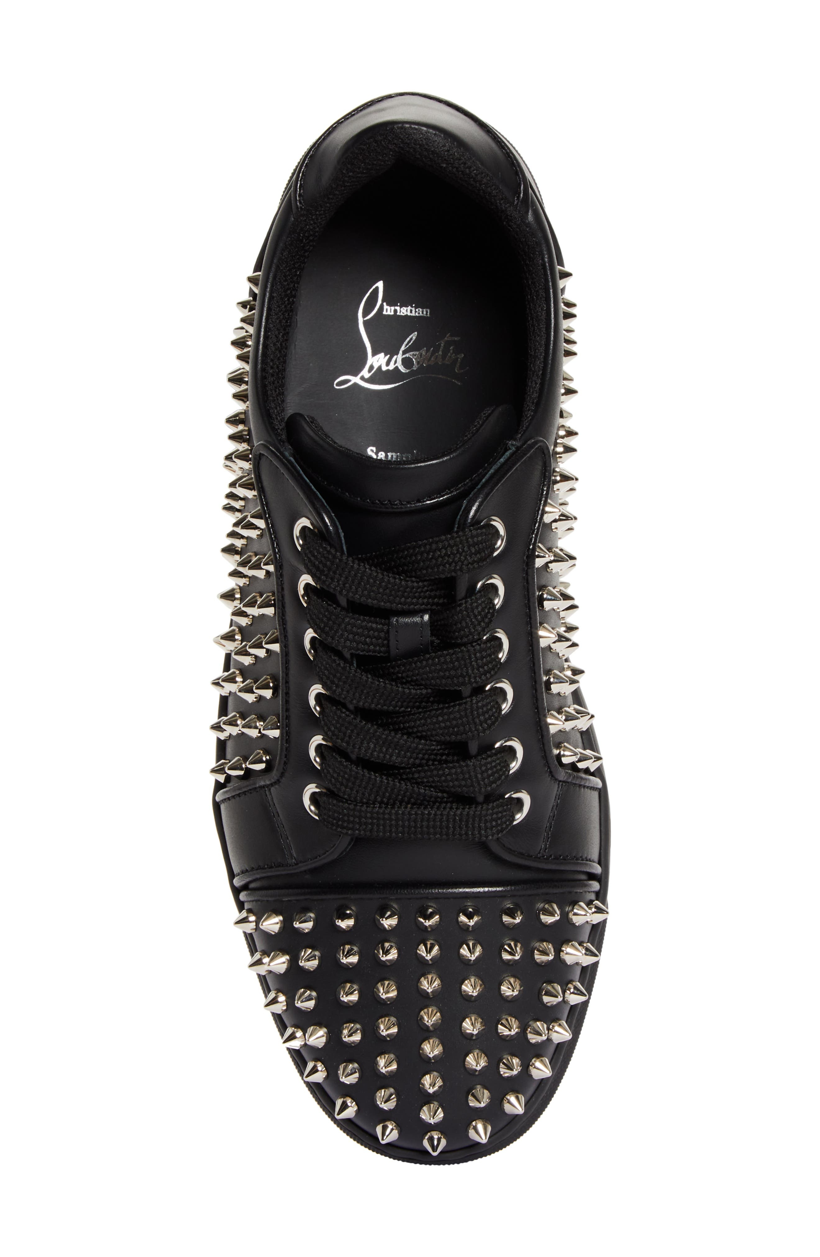 Christian Louboutin Vieira Night Spikes Low Top Sneaker in Black/Silver at Nordstrom - 5