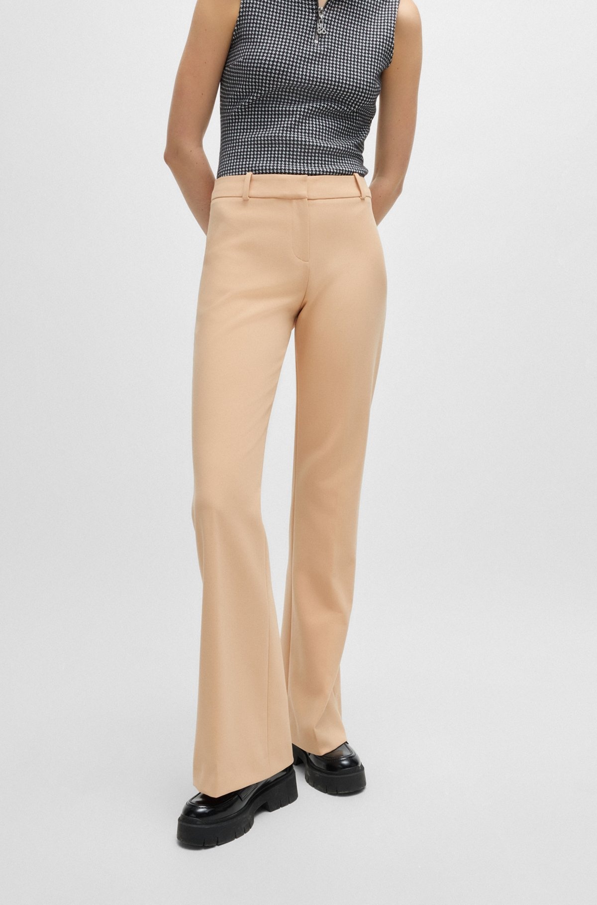 REGULAR-FIT TROUSERS IN STRETCH FABRIC WITH BOOTCUT LEG - 2
