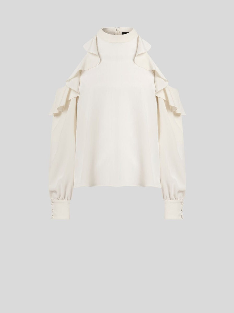 SILK TOP WITH OPEN SHOULDERS AND RUFFLES 1