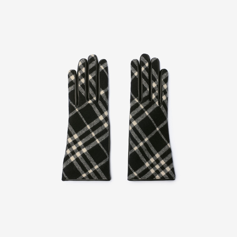 Check Wool Cashmere Gloves 1