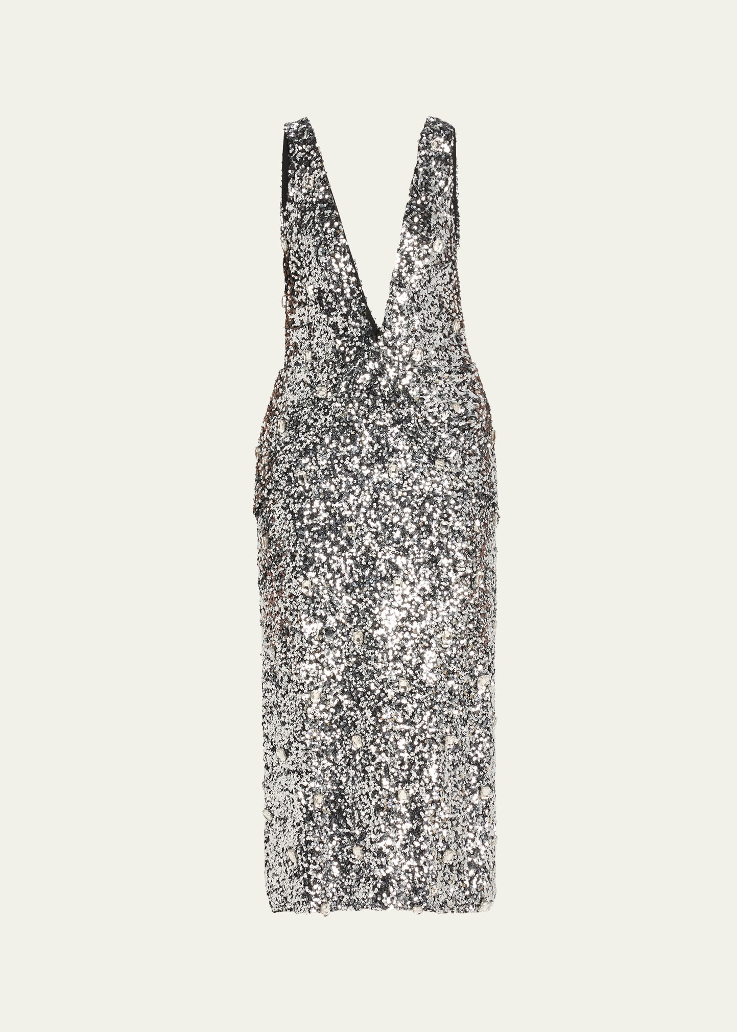 Santha Plunging Draped Sequin Midi Dress - 1