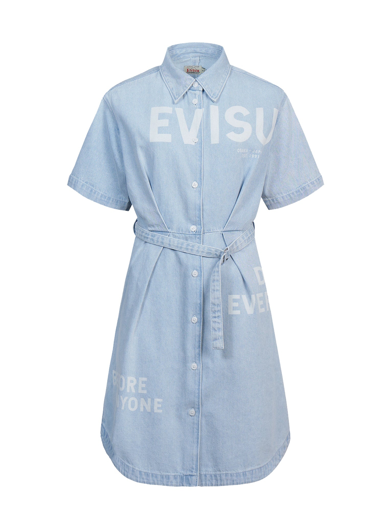 Logo Discharged Print Denim Shirt Dress - 12
