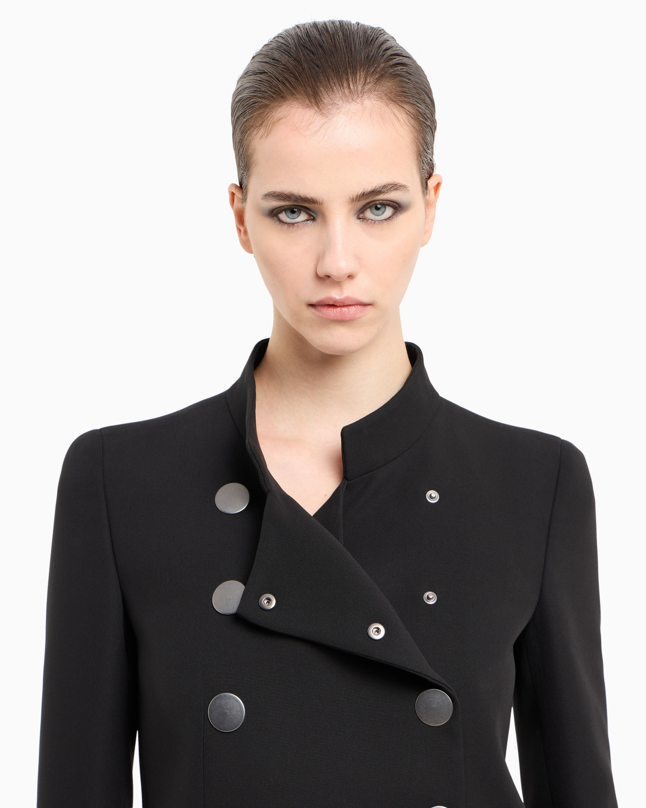DOUBLE-BREASTED SHORT JACKET IN SILK CRÊPE CADY - 5