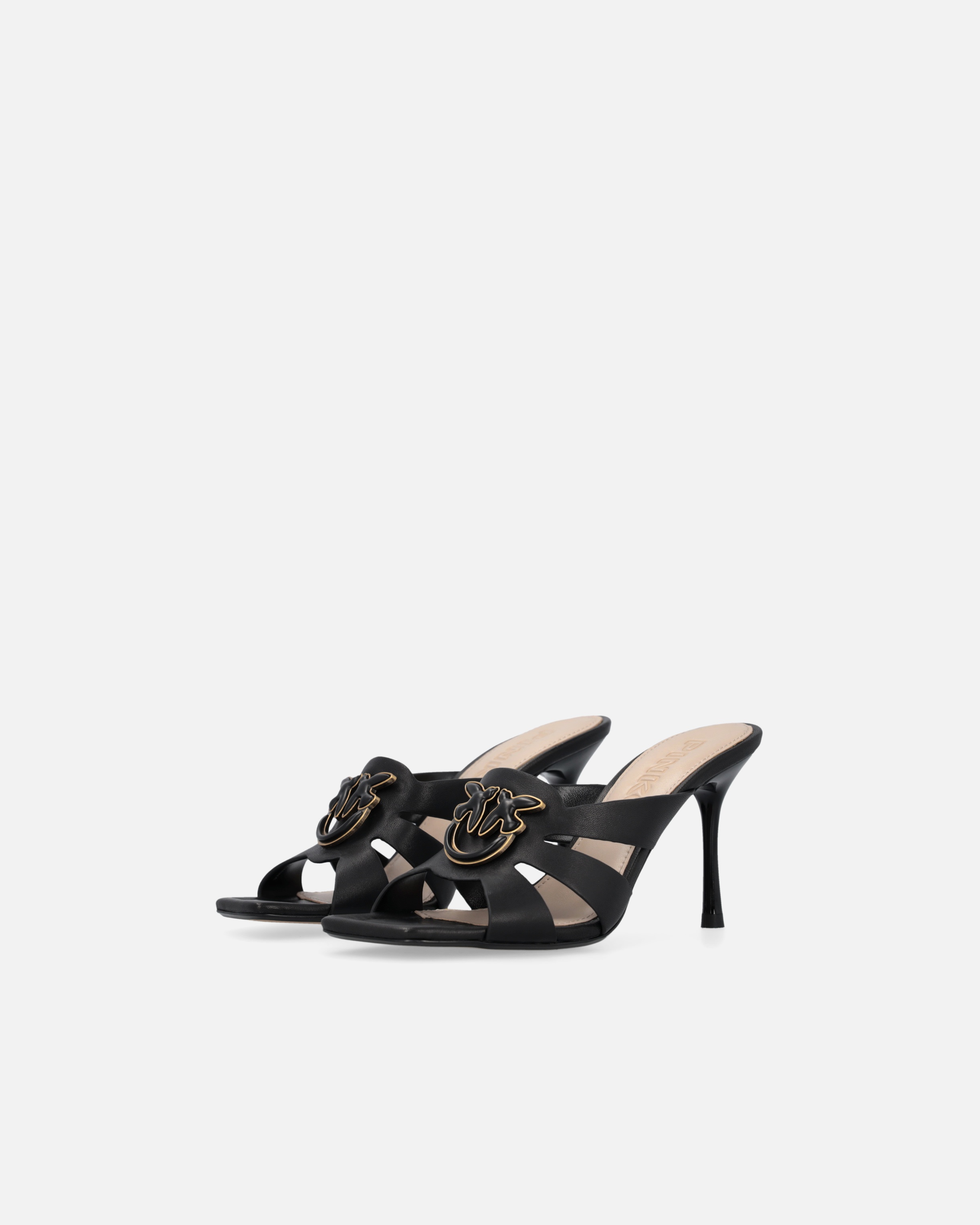 NAPPA LEATHER SANDALS WITH HEEL AND BIRD DETAIL - 6