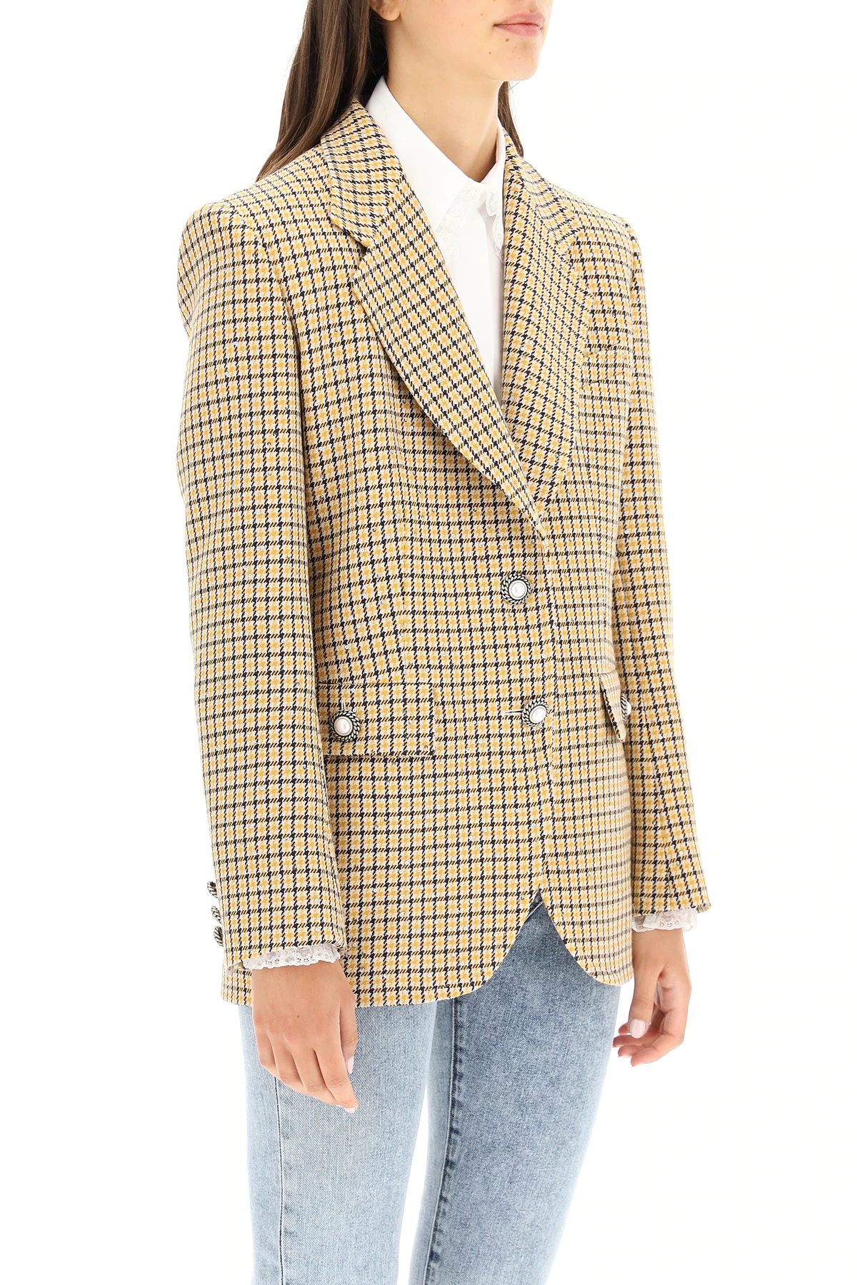 SEQUINED CHECK WOOL BLAZER - 3