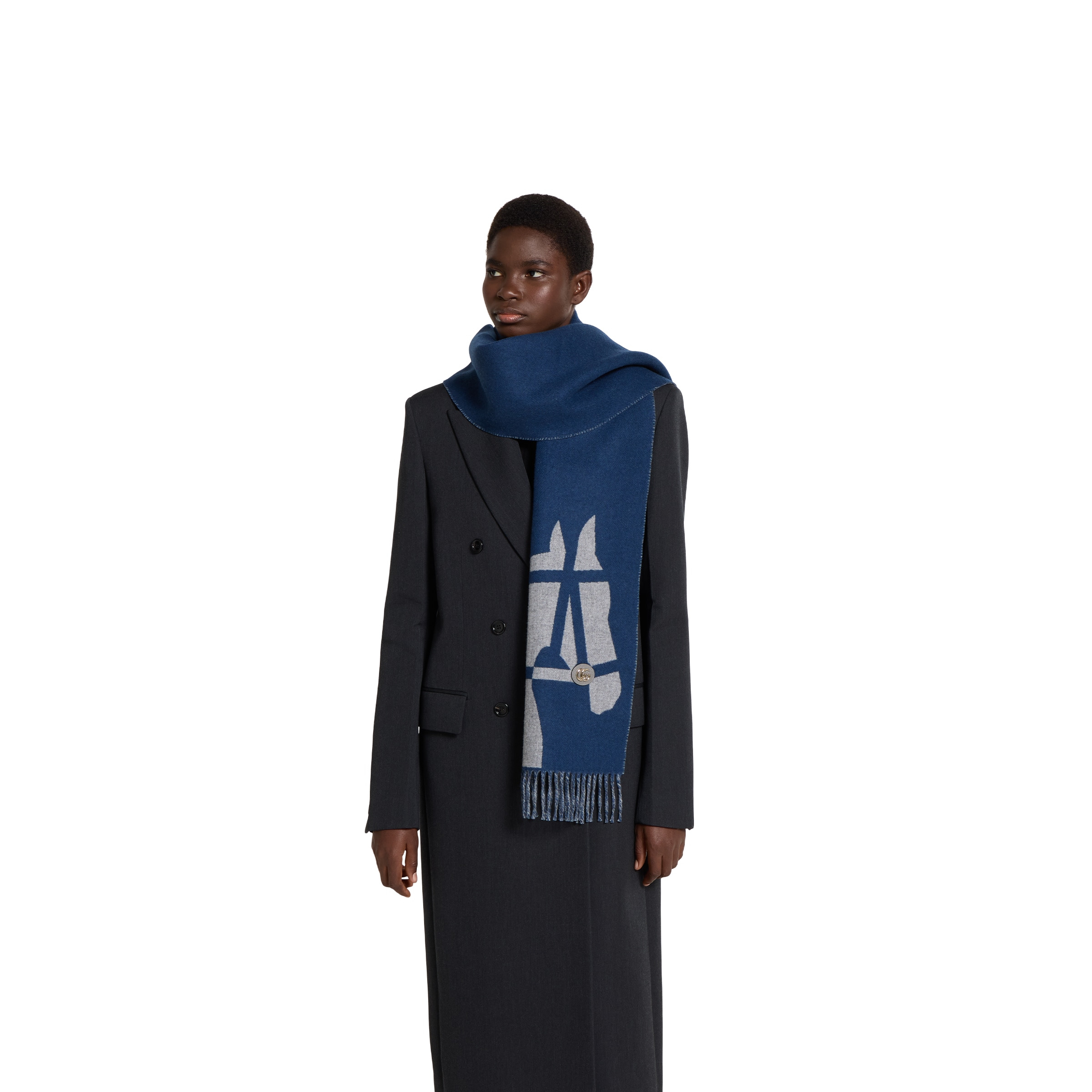 Wool scarf with jacquard motif - 4