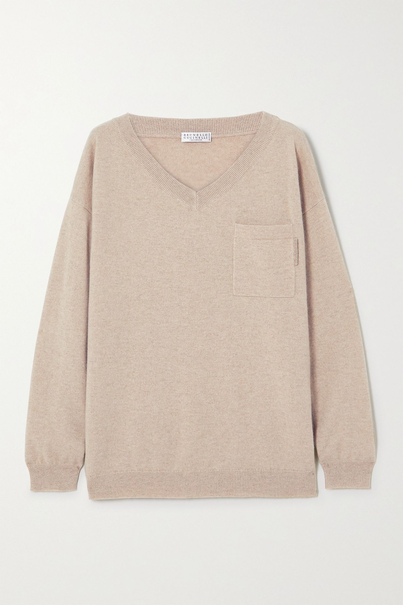 Bead-embellished cashmere sweater - 1