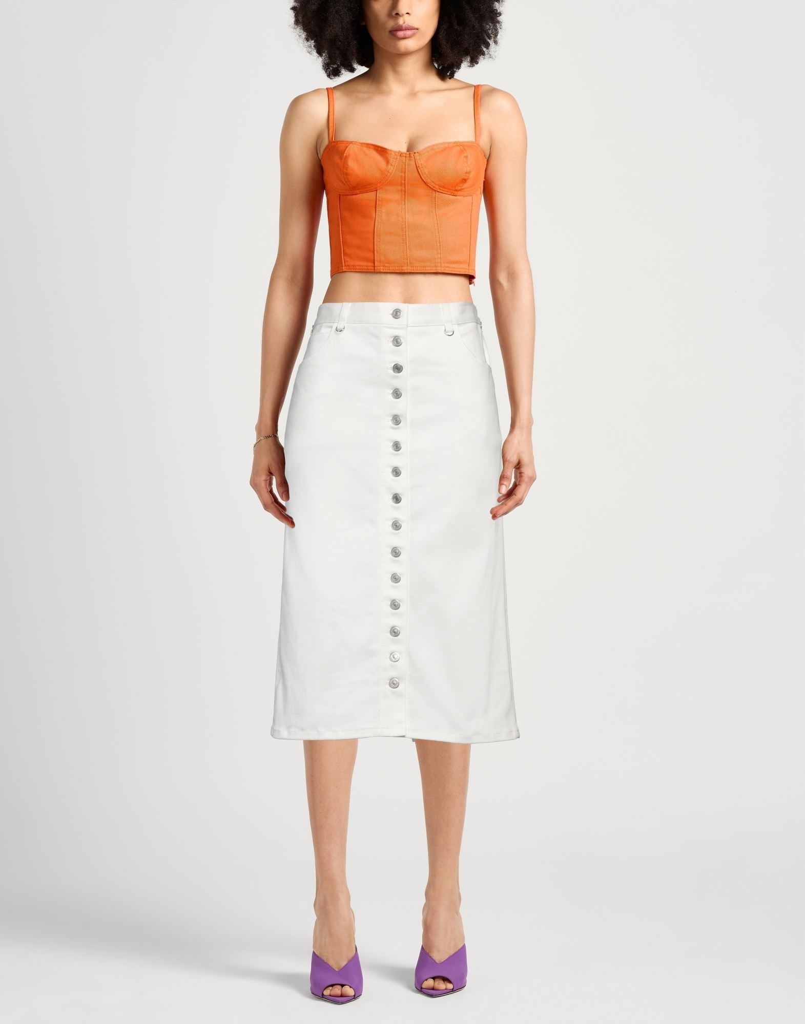 White Women's Midi Skirt - 2