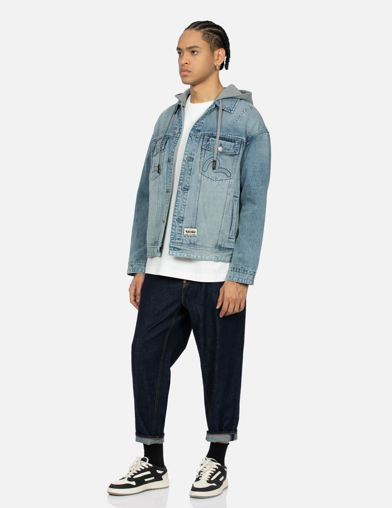 SEAGULL AND LOGO EMBOSSED PRINT LOOSE FIT DENIM JACKET 3