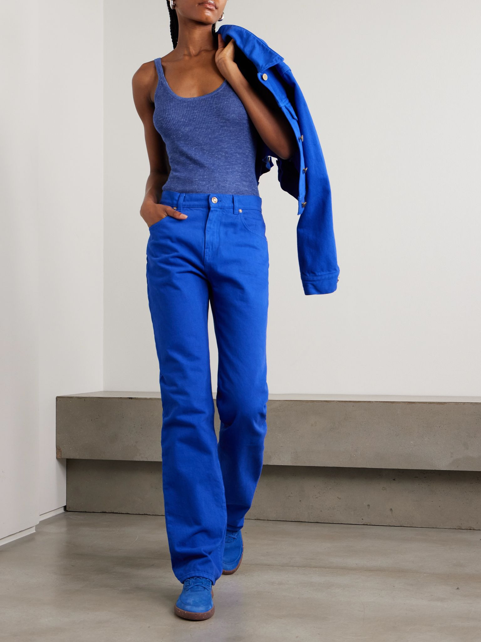 Cinxia ribbed cashmere, silk and hemp-blend tank Cobalt blue - 2