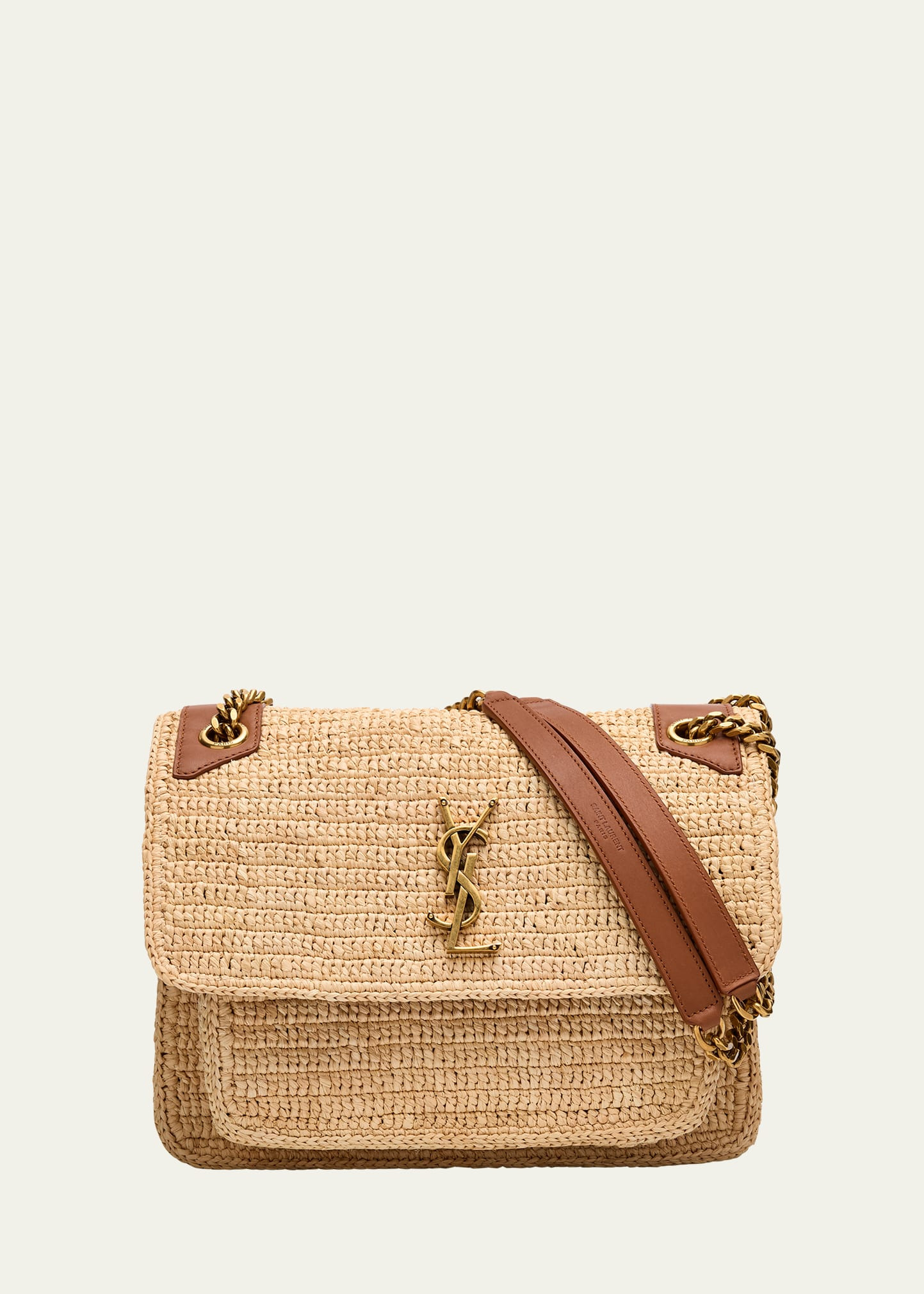 Niki Medium YSL Shoulder Bag in Raffia - 1