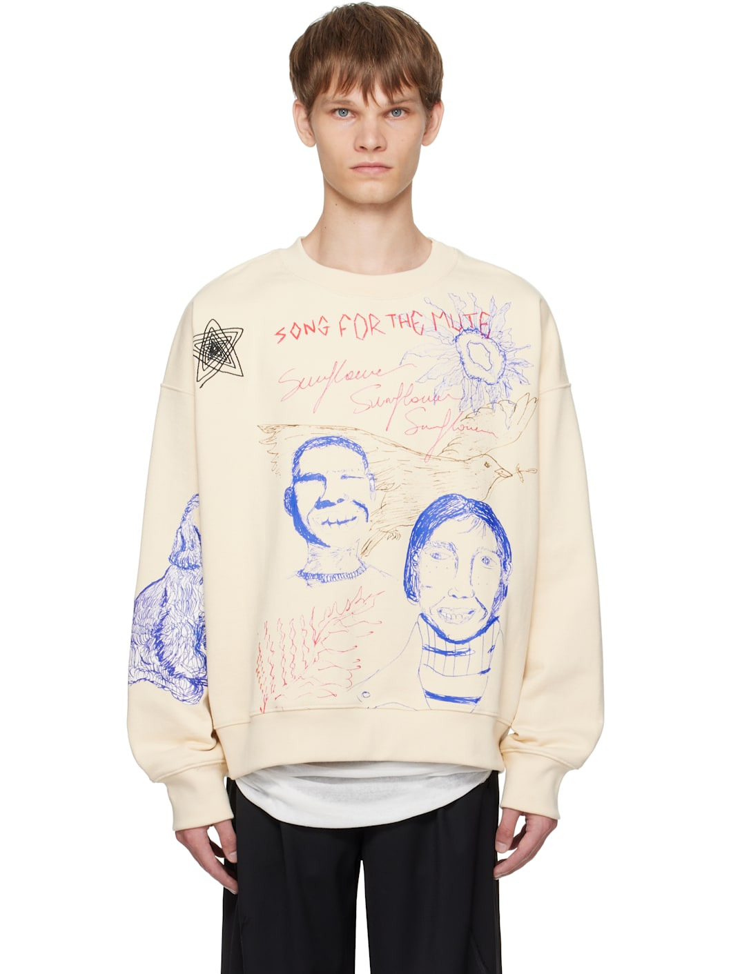Beige Sketchbook Relaxed Sweatshirt - 1