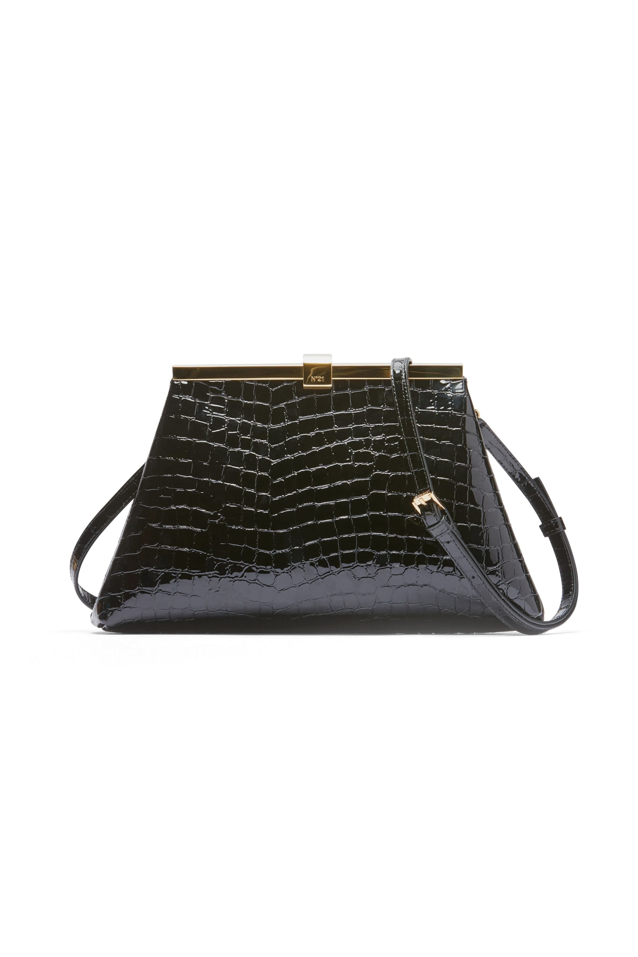 PUFFY JEANNE CROC-EFFECT LEATHER SHOULDER BAG - 1