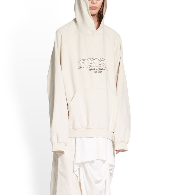 Balenciaga XXXL Patched T-Shirt Hoodie Oversized 'Ecru' 720406TNVD99784 - 3