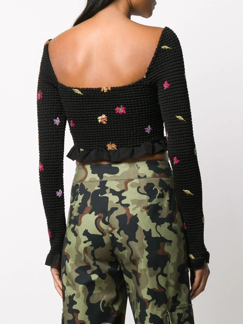 embroidered-leaves cropped top 4
