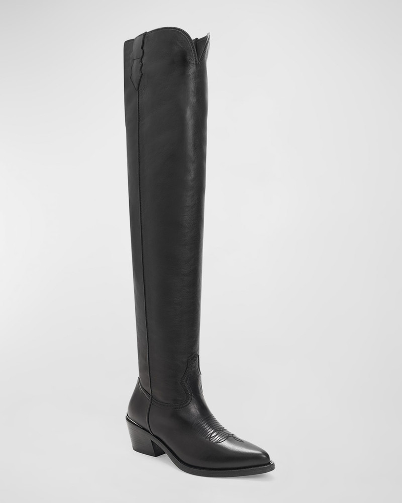PARTLOW Julia Leather Over-The-Knee Western Boots outlook