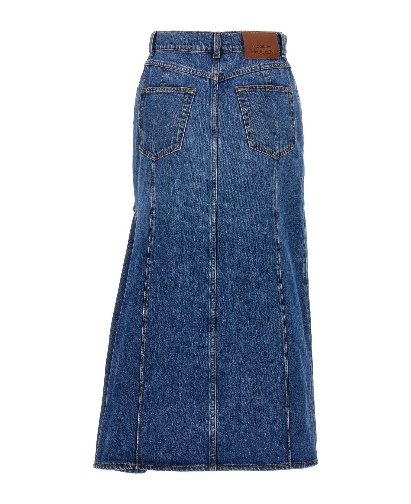 Pencil Denim Skirt With Cut-out - 2