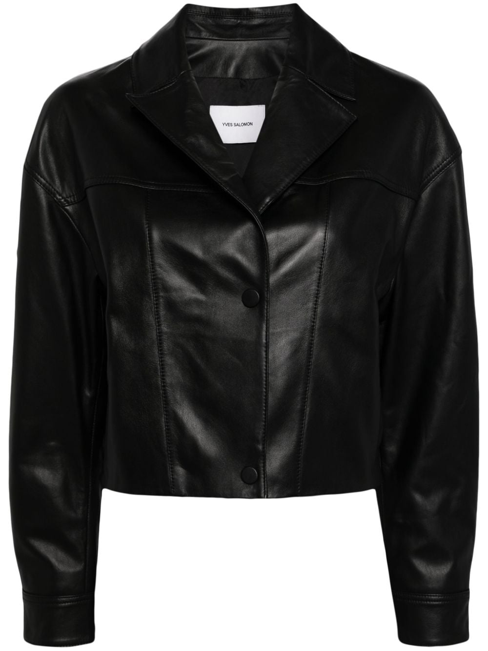 cropped leather jacket - 1