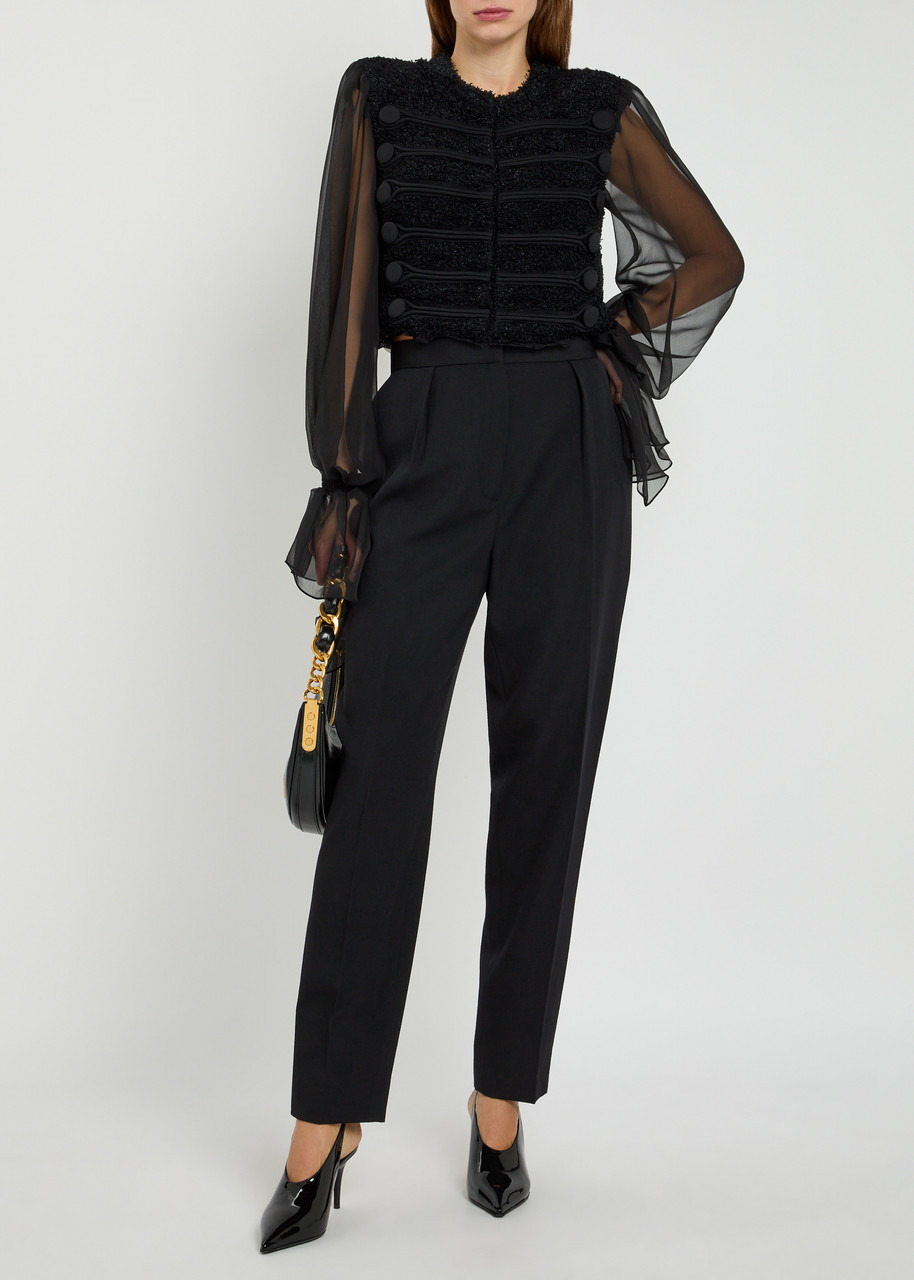 Balmain Frayed Tweed and Silk-organza top - 4