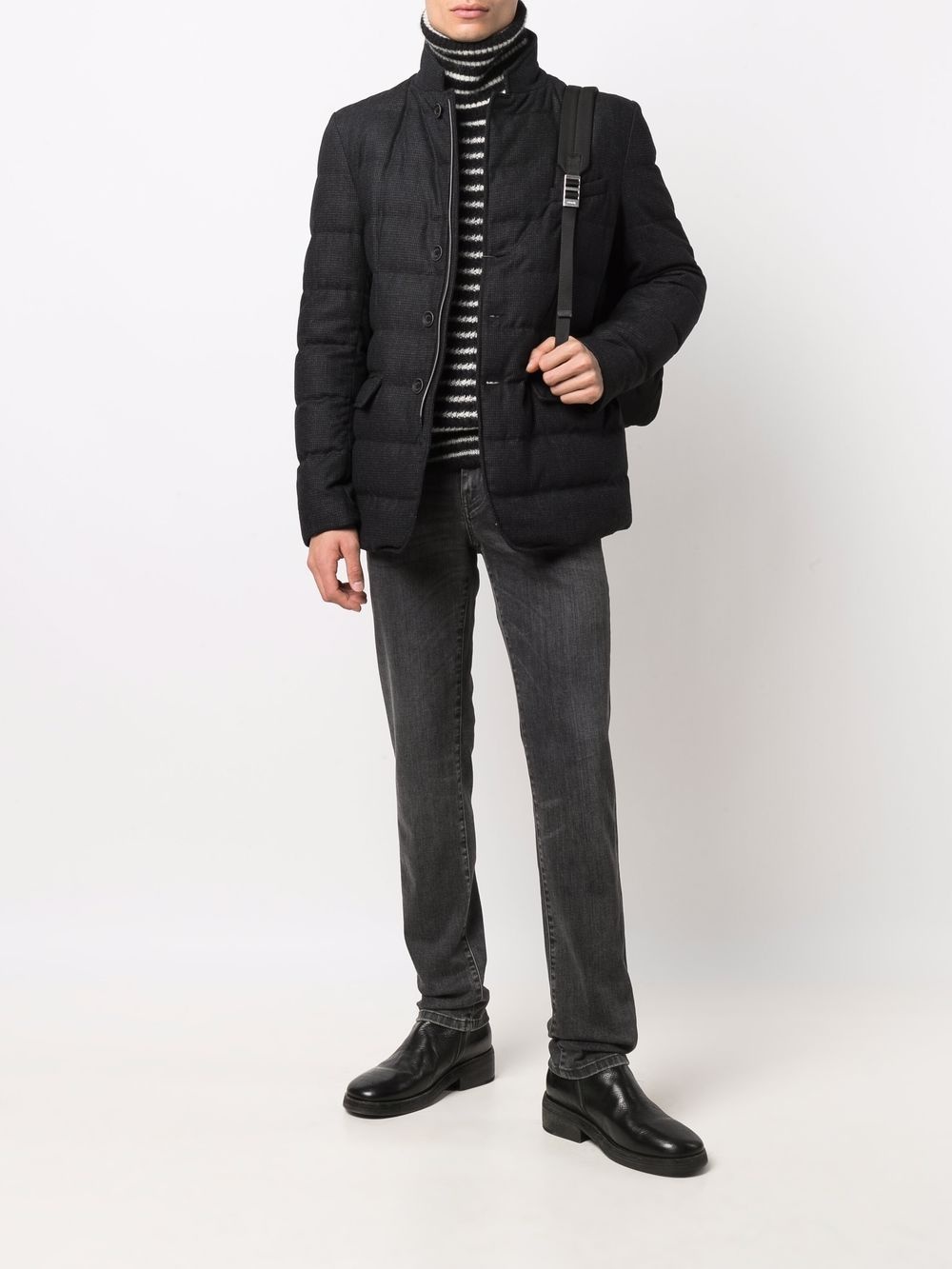 padded down single-breasted jacket - 2