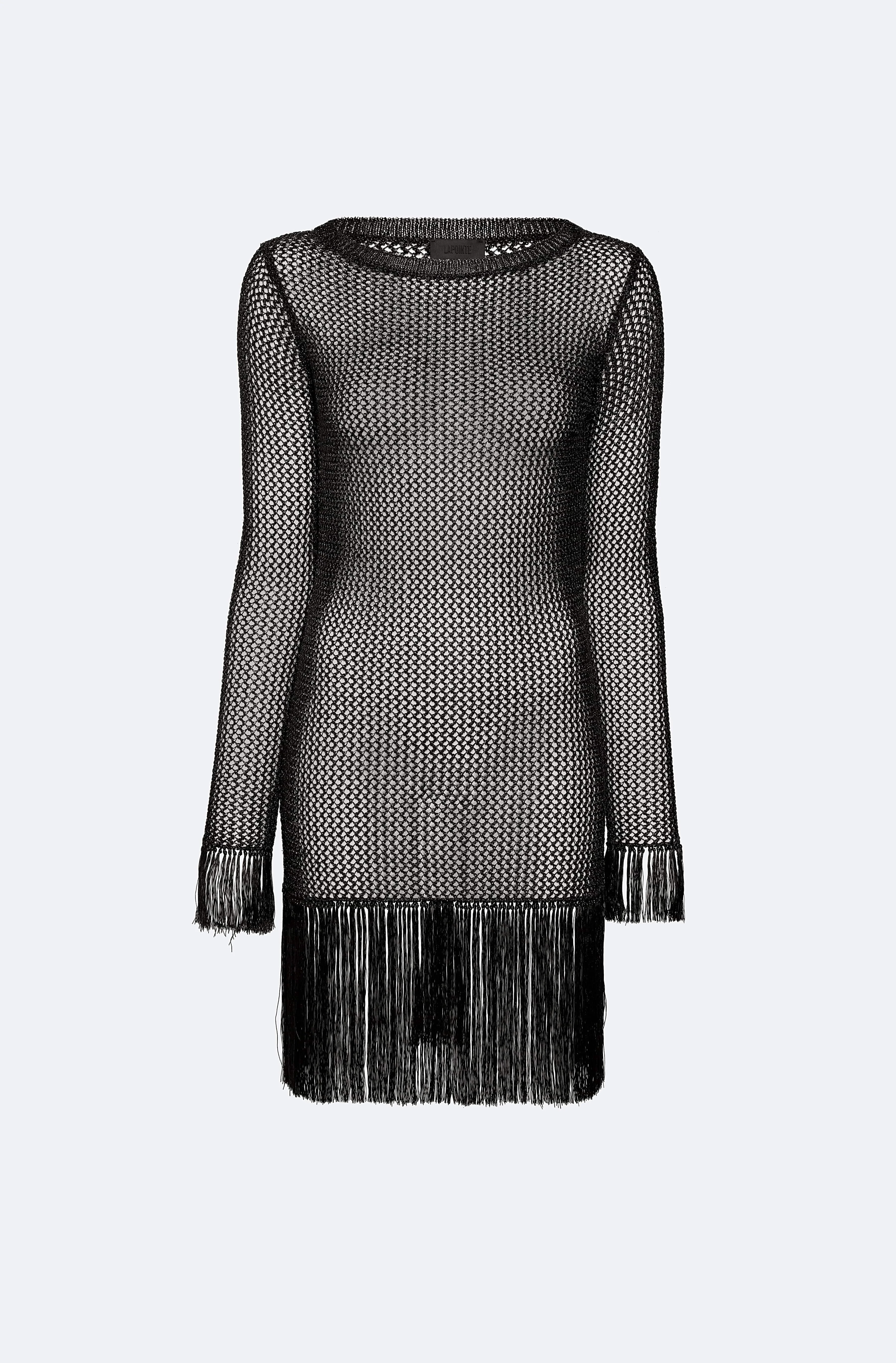 Metallic Netting Fringe Mini Dress - 1