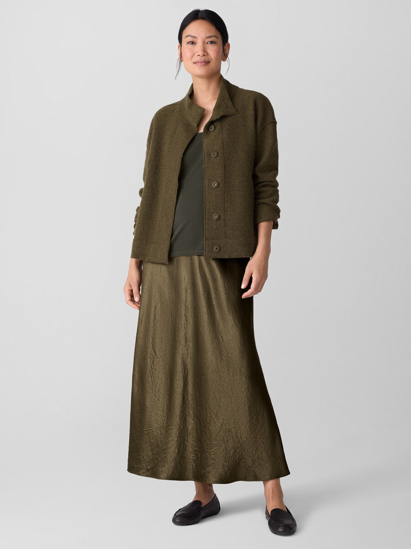 EILEEN FISHER Lightweight Boiled Wool Stand Collar Jacket in Regenerative Wool outlook